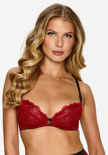 2634 Krajková podprsenka s kosticemi Lupoline - červená