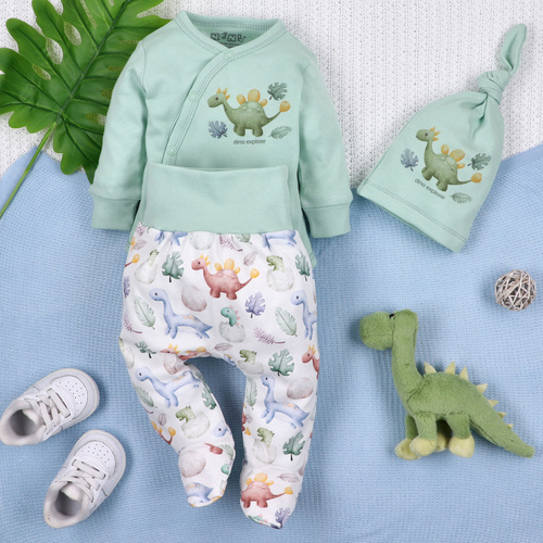 ABN-5572 Dino Explorer dětské polodupačky Nini print | organická bavlna, pohodlný střih