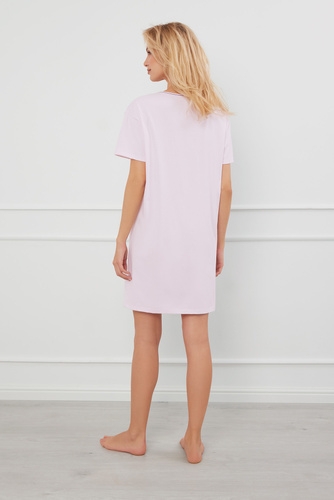 Noční košile s krátkým rukávem Arugia Italian Fashion - pudrově růžová