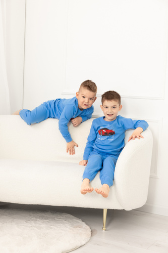 Chlapecké pyžamo Gordo - bavlna, dlouhý rukáv a kalhoty na šňůrku Italian Fashion - modré