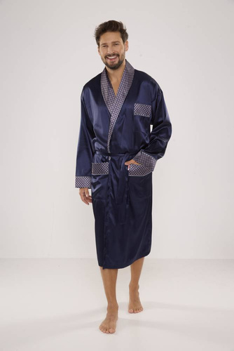 940 Forex pánský saténový župan - tmavě modrý
