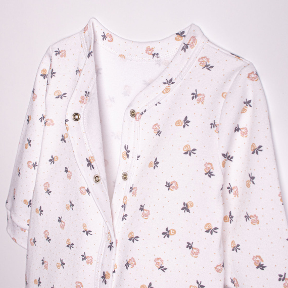 220032 Kojenecký overal Nicol 100% bavlna s dlouhým rukávem a jemným květinovým potiskem