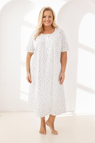 019 Regina Fialová noční košile - dlouhá, bavlněná, s výstřihem na knoflíky