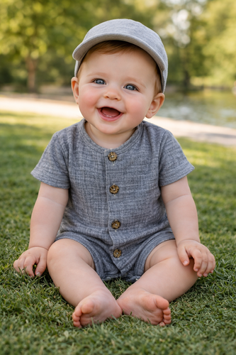 Baby Rampers Just Muslin 02235RN Makoma navy - mušelín 100% bavlna, krátký rukáv