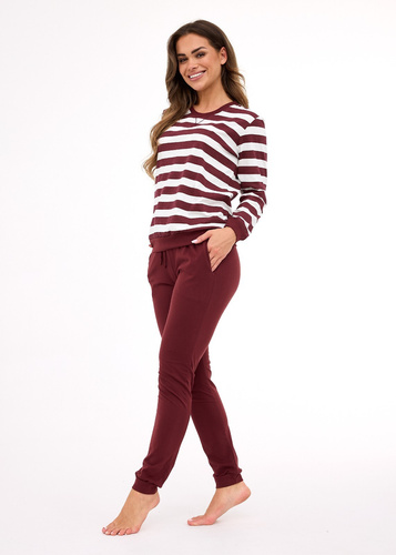 635/468 Cornette Molly 3 dámské pyžamo | Bavlna, ecru-hnědé pruhy, kalhoty s kapsami