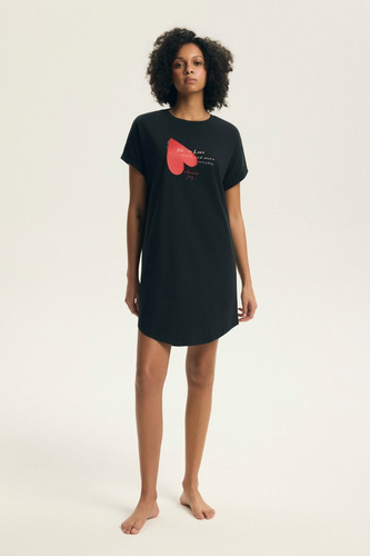 Dámská noční košile 44490 Emela peach Henderson, 100% bavlna, krátký rukáv, půlkulatý výstřih