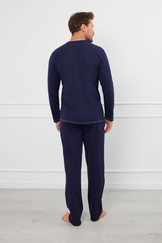 Salomon Pánské pyžamo s dlouhým rukávem, dlouhé kalhoty Italian Fashion - tmavě modrá/modrá