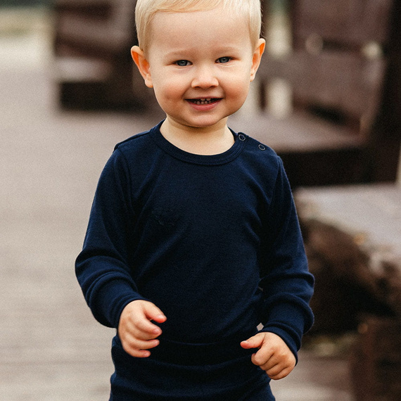 Dětské body Eevi Merino navy blue - merino vlna, termoregulační materiál