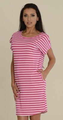 539 Noční košile Jovite kr. rukáv - malinová+bílá