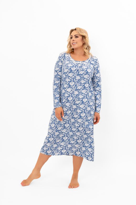 Dámská noční košile Boma - dlouhý rukáv, bavlna Italian Fashion