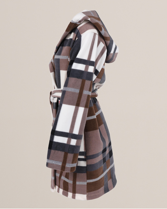 031 De Lafense županová přikrývka - hřejivý fleecový dámský župan Super Cozy, hnědý