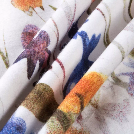 31512/1 Flannelove Darymex bílá květinová ložní souprava, 100% bavlna, hřejivá a měkká