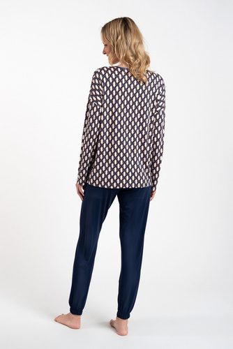 Milda Dámské pyžamo s dlouhým rukávem, dlouhé kalhoty Italská móda