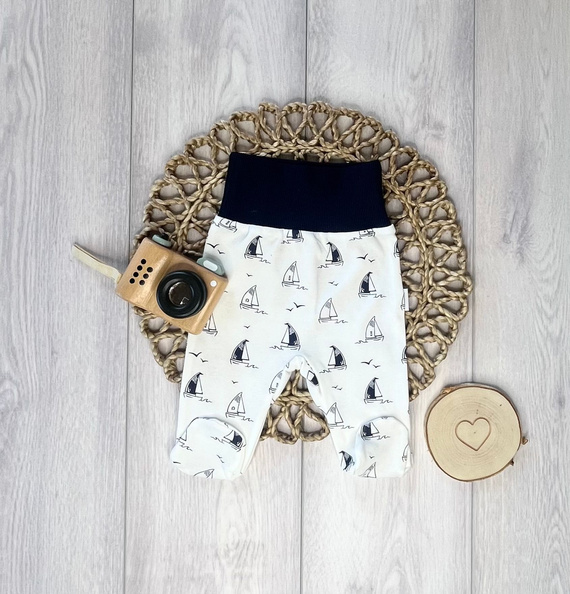 Kojenecké polodupačky Mamatti PD16020 Lodě – bavlněné se ťapkami