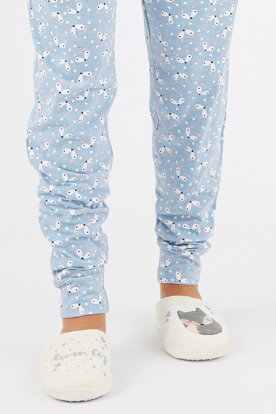 Fixy Sorbetto ecru - teplé dámské pantofle s protiskluzovou podrážkou a potiskem