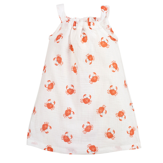 Mušlové šaty bez ramínek Crabs ecru Pinokio s potiskem krabů