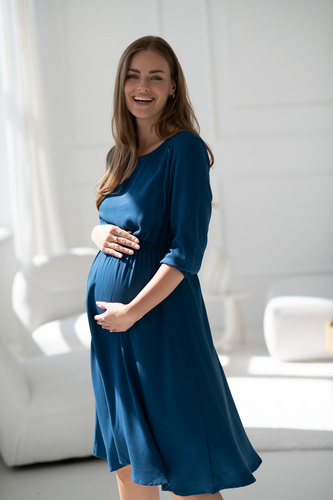 Lovely Dress Midi rękaw 3/4 sukienka ciążowa i do karmienia Milk&Love poseidon