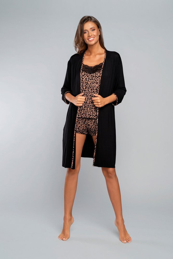 Župan Eila Italian Fashion 3/4 rukáv - leopardí potisk