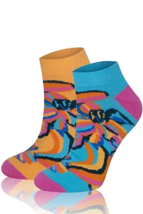 S141S Ponožky Zanzi Italian Fashion - rozcuchané/žluté/růžové