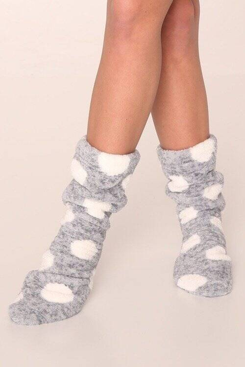 553/554 Wellsoft Smooth ponožky na spaní De Lafense - šedé velké kruhy