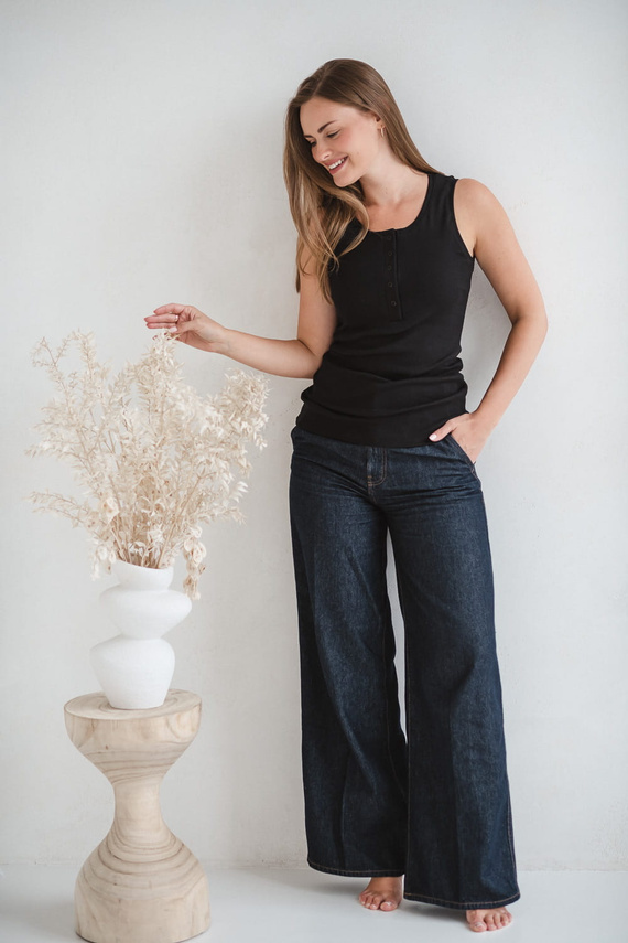 Těhotenské a kojící tričko - žebrované, bez ramínek Milk&Love černé