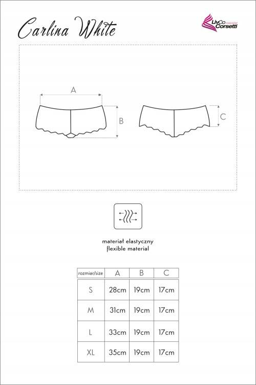 Carlina White LC 6072 Krajkové dámské šortky LivCo Corsetti Fashion white
