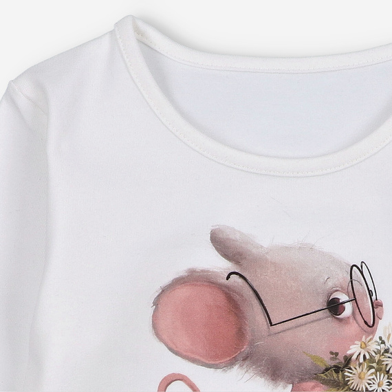 KAR-3008 Dívčí halenka s dlouhým rukávem Lagarto Verde ecru - stylová, bavlna, polská výroba