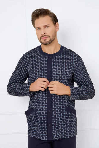 Rajmund Pánské pyžamo s dlouhým rukávem, dlouhé kalhoty Italská móda - potisk/zelená