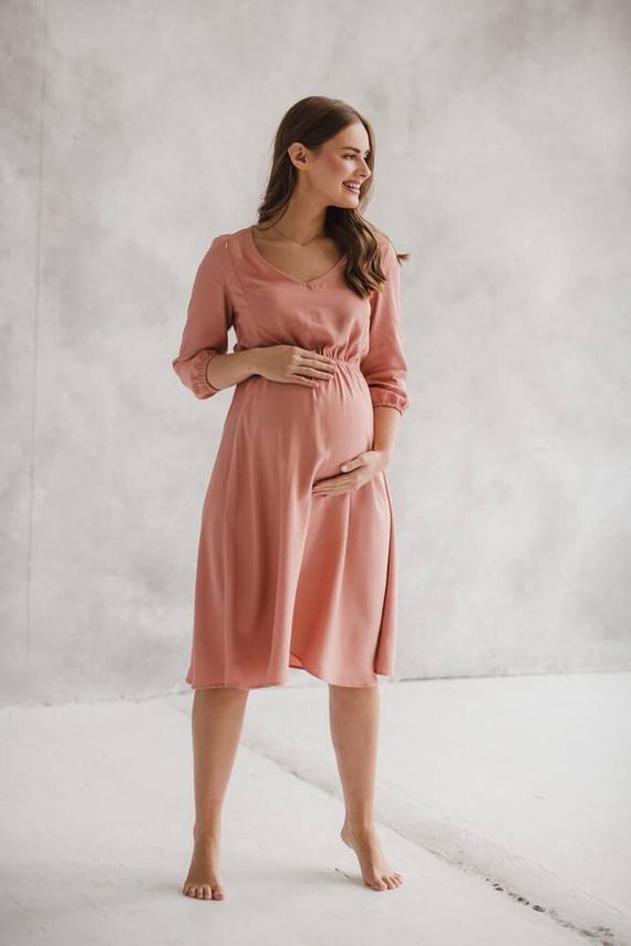 Lovely Dress Midi rękaw 3/4 sukienka ciążowa i do karmienia Milk&Love herbal rose