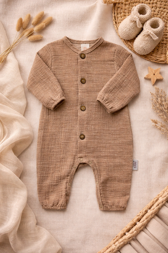 Prostě mušelínové pyžamo 02235BSL Makoma latte - lehké, prodyšné, 100% bavlna