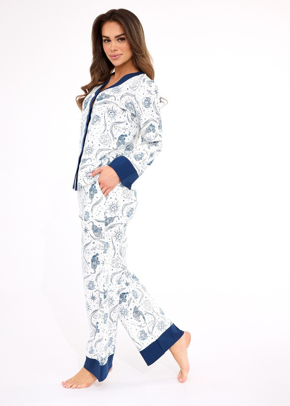 Dámské pyžamo 514/443 Amber CORNETTE - bavlna, dlouhý rukáv, zapínání na knoflíky