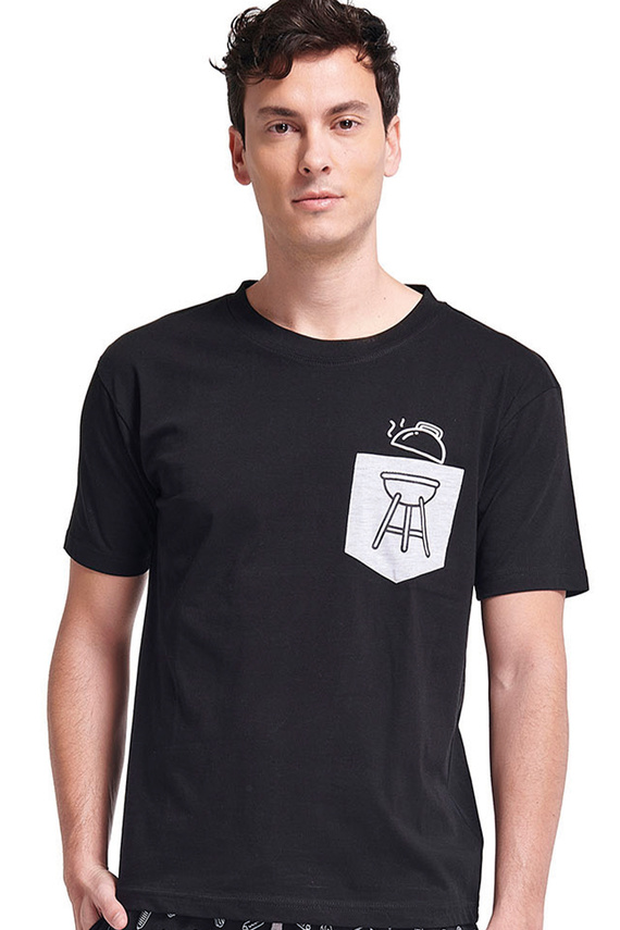 Gianny Pánské šedé pyžamo Sorbetto - krátký rukáv, šortky, potisk, bavlna