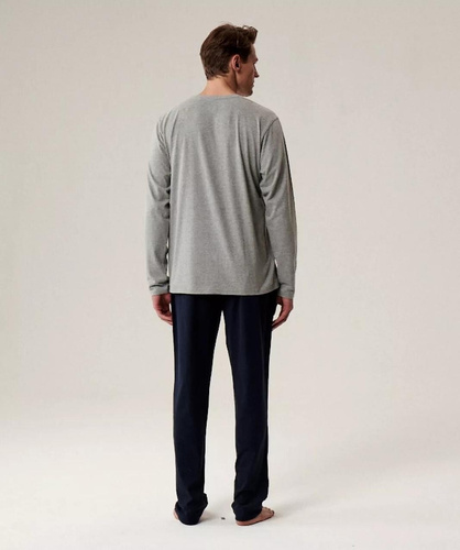 Pánské pyžamo NMP-392 Atlantic - bavlněné, s dlouhým rukávem, stylový komplet pro chladné noci