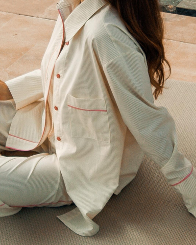 Dámské pyžamo Sensis Raven limetkové – bavlněná košile a dlouhé kalhoty