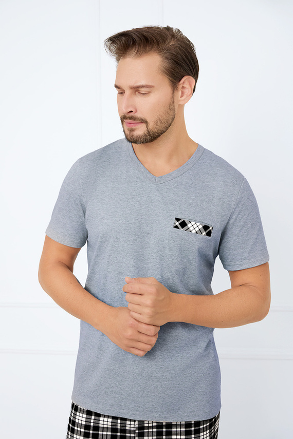 Klark Pánské pyžamo s krátkým rukávem, šortky Italian Fashion - melange/print