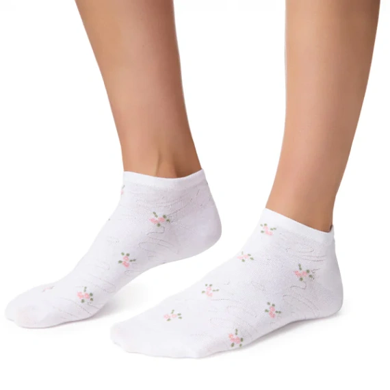 Stopki damskie Steven 114 Summer bawełniane cienkie do sneakersů bílé 169
