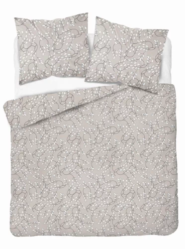 5217 B Pościel satynowa  liście drobne Detexpol beżowy