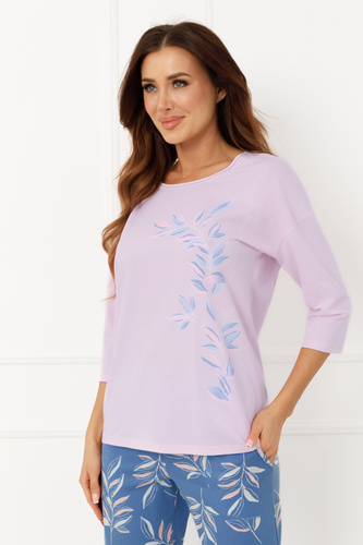 Dámské pyžamo Erula Italian Fashion cotton jersey 3/4 plus size pink