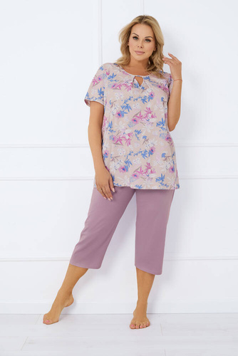 Inger Dámské pyžamo s krátkým rukávem, 3/4 kalhoty Italian Fashion - potisk/kůže