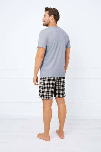 Klark Pánské pyžamo s krátkým rukávem, šortky Italian Fashion - melange/print