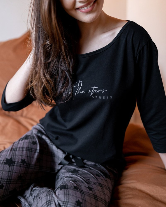 Sensis Reach For The Stars Dámské pyžamo - černohnědé