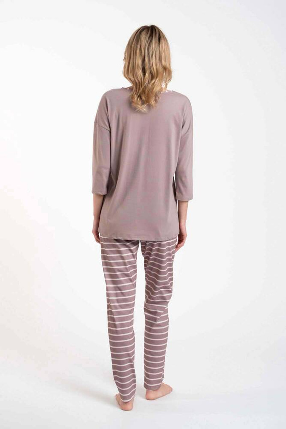 Betty Dámské pyžamo s 3/4 rukávem a dlouhými kalhotami Italian Fashion - cappuccino/print cappuccino