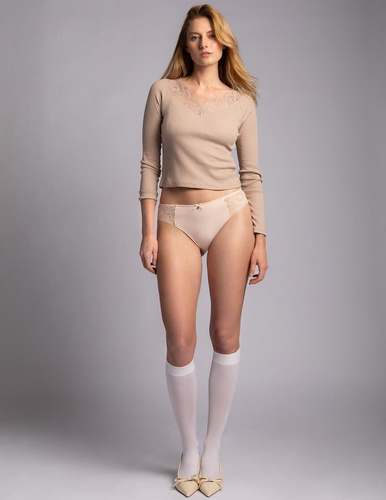 Dámské kalhotky L-1593 BI Lama bavlna krajka 2 ks