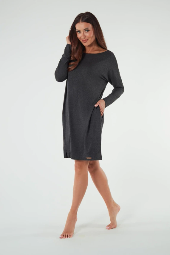 Akord dámská tunika s dlouhým rukávem Italian Fashion - tmavý melír