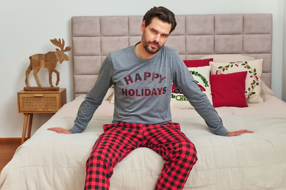 7344 Pánské tmavě šedé pyžamo Doctor Nap - 100% bavlna