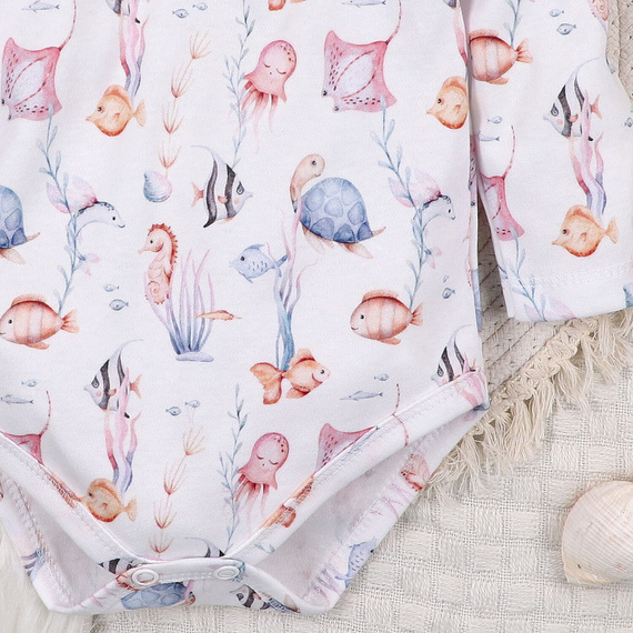 ABN-5475 Dětské body Underwater World Nini- organická bavlna, dlouhý rukáv