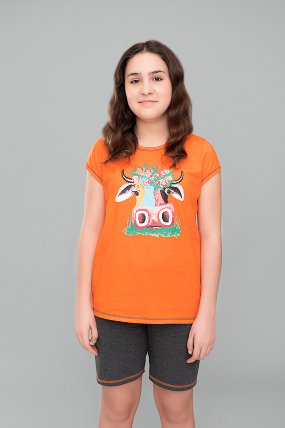 Blond dívčí pyžamo Italian Fashion - oranžová/tmavý melír