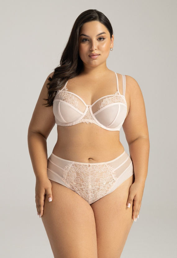 2164 Maxi Soft Bra Ava Powder - měkká krajková podprsenka pro velké poprsí