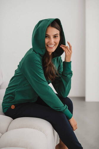 Milk Please bluza do karmienia Milk&Love z kapturem butelkowa zieleń