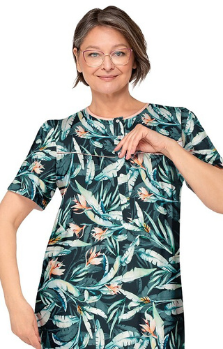 203 Bogna I Dámská noční košile Martel 29 tmavě zelená - bavlněná, krátký rukáv, rozepínací